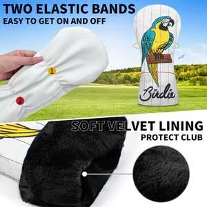 Vỏ câu lạc bộ Golf thêu vẹt No. 1 Vỏ gỗ Fairway PU Vỏ bọc lông cừu dày chống thấm nước Vỏ bảo vệ