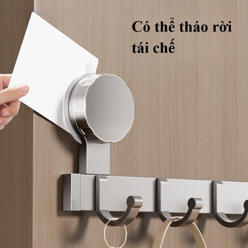 Móc Treo Tường Hút Chân Không Đa Năng Thanh Inox Treo Khăn Quần Áo Nhà Tắm Bếp Phòng Ngủ