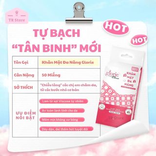Cuộn 50 Tờ Khăn Khô Đa Năng Glorie - Lau Mặt, Tẩy Trang Siêu Thấm Hút Tiết Kiệm Dùng 1 Lần