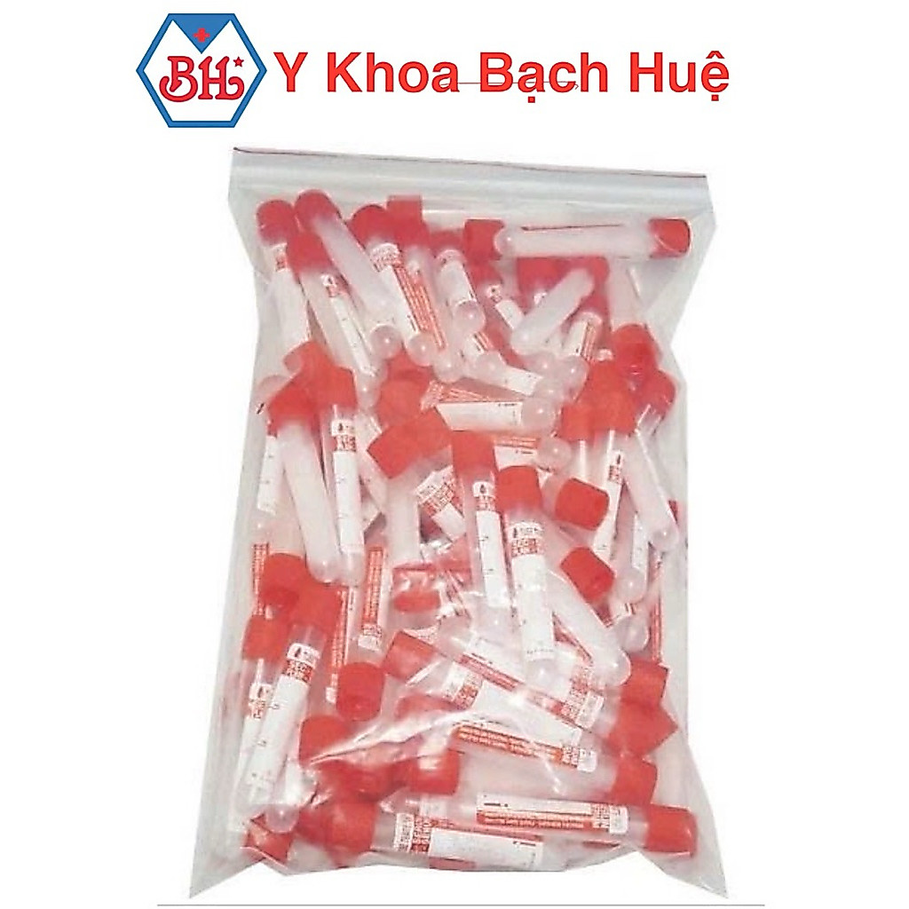 Bịch 500 Ống nghiệm Serum hạt to , ống nghiệm nắp đỏ HTM trong suốt dễ quan sát.