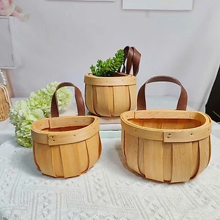 Giỏ treo tường OABU, đựng hành tỏi, gỗ, màu vàng nhạt, decor trong nhà bếp