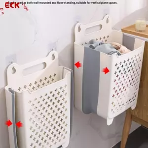 Giỏ đựng quần áo bẩn treo tường ECK Giỏ đựng đồ gấp dung tích lớn Thiết kế rỗng chịu tải mạnh mẽ để thông gió HOT