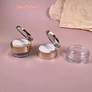 6g Vàng Di Động Bột Mỹ Phẩm Hộp Nhựa Trống Rời Nồi Bột Có Sàng Du Lịch Hộp Đựng Trang Điểm Sifter Có Puff
