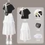 Preppy Phong Cách Phù Hợp Với Váy Nữ Sinh Viên Mùa Hè 2026 Phiên Bản Hàn Quốc Rời Tay Ngắn T + Siêu Cổ Tích Váy Trắng Bộ Đồ Hai Mảnh