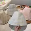 < Honeyba > Mũ Buet vành lớn có thể gập lại có dây cho nữ sọc Hàn Quốc Nữ Panama Bob Mũ ngư dân đi biển ngoài trời Đẹp
