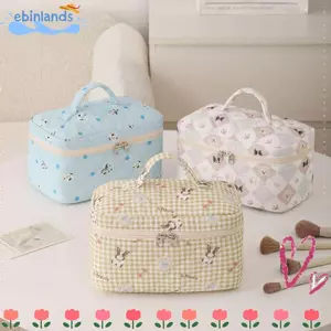 Túi trang điểm EBINLANDS, Túi đựng đồ vệ sinh chăn bông dung tích lớn, Túi đựng mỹ phẩm hình thỏ / chó con dễ thương