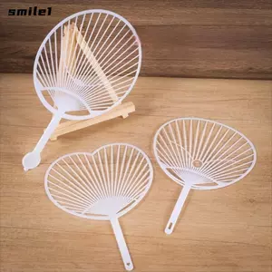 Khung quạt cầm tay SMILE, Quạt làm quạt thủ công bằng nhựa, Bán thành phẩm Màu trắng chưa lắp ráp DIY Concert Cheer Fan Dự án DIY