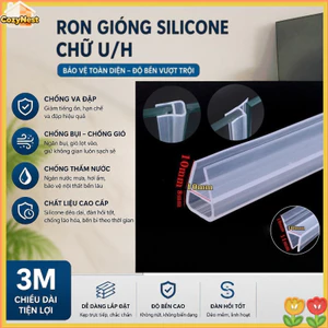 Dải gioăng silicon trong suốt 3M [10mm], cách âm, chống bụi, dùng cho cửa kính và cửa phòng tắm.