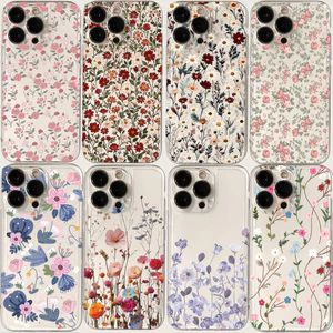Toàn Màn Hình Hoa Hồng Hoa Cúc Cây Trong Suốt Điện Thoại Di Động Dành Cho Xiaomi Redmi Note 15 14 Pro Plus Redmi 15C A7 Pro 13 14C Vỏ Trong Suốt Bảo Vệ Camera Chống Sốc Dễ Thương