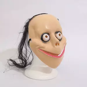 Bluelover Mặt nạ kinh dị Halloween mới với mái tóc dài Mặt nạ ngộ nghĩnh hình chữ V Mặt nạ miệng nữ Mặt nạ ma nhập vai Mặt nạ Halloween Prop Mới