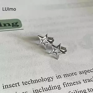 LUImo Thời Trang Màu Bạc Rỗng Ra Sao Tai Bule Dành Cho Nữ Cá Tính Hàn Quốc Bông Tai Pentagram Tiệc Cưới Trang Sức SBS