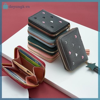 Deyangk Ví Nữ Nhỏ Ngắn Ví Bé Gái Dễ Thương Dây Kéo Da Đồng Xu Ví Nữ Tay Ví Ví VN