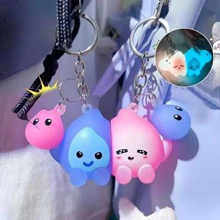 Kawaii Dễ Thương Từ Hút Móc Khóa Treo Phụ Kiện Động Vật Phát Sáng Trong Tối Móc Khóa Hoạt Hình PVC Cặp Đôi Móc Khóa Cô Gái