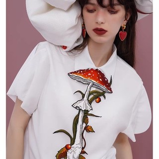 Retro Công Nghiệp Nặng Áo Sơ Mi Nữ Với Thắt Lưng Thêu Và Nơ