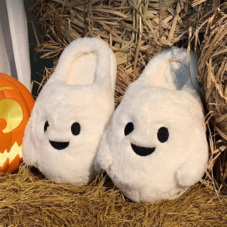 XIXITIAO Dép bông mùa đông dễ thương cho nam nữ, cặp đôi Halloween ấm áp, lông mềm mại