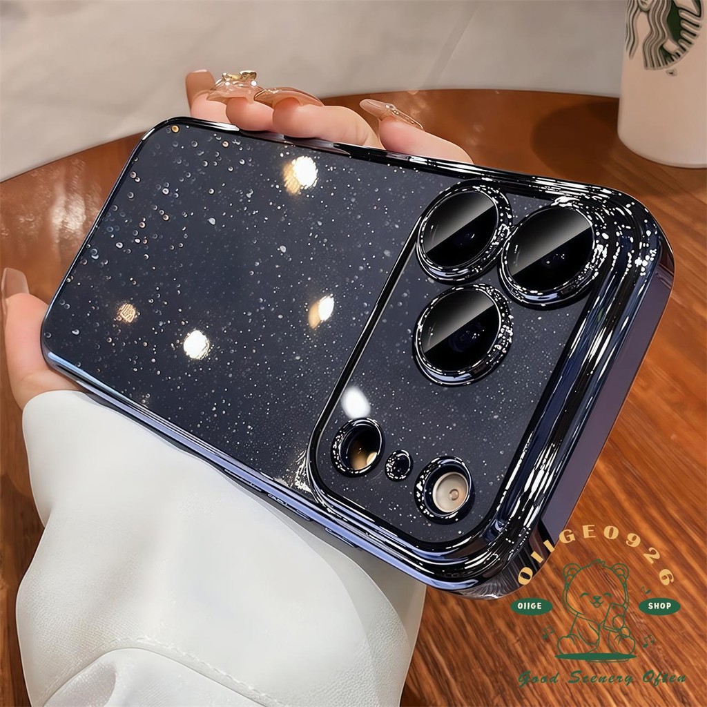 【 Ốp lưng iPhone17 】 Vỏ điện thoại lấp lánh mạ cam iphone 17 Pro Max 16 15 14 13 12 cho vỏ iPhone PC Vỏ cứng chống sốc