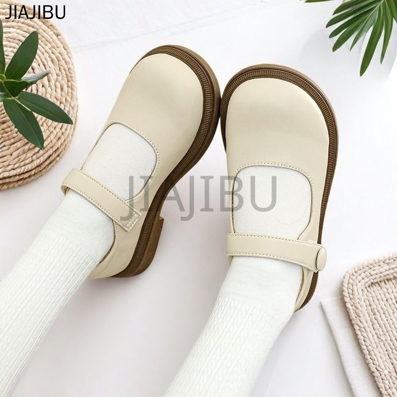 Giày Da Đế Mềm Phong Cách Nhật Bản Dễ Thương Cho Bé Gái Màu Be/đen Dùng Đi Học Korean Fashion Kids Cosplay Platform Mary Jane Doll Shoes Giày Bệt Đế Mềm Chống Trượt Kiểu Dáng Công Chúa Lolita Phong Cách Anh Dành Cho Biểu Diễn Khiêu Vũ
