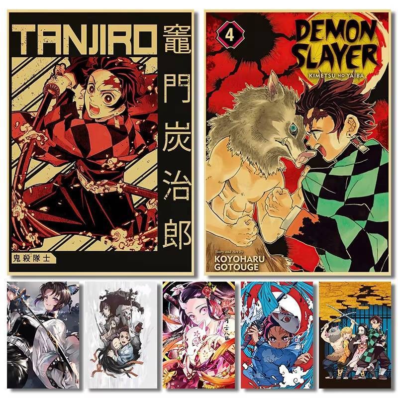 Anime Nhật Bản Diệt Quỷ Nghệ Thuật Treo Tường Độ Nét Cao poster Nội Thất Màn Hình In Phòng Khách badroom Trang Trí Nhà Giấy Dán Tường