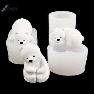 YOWEI 1 Gấu Khuôn Nến Silicon 3D Gấu Bắc Cực Nến Khuôn Trang Trí Bánh DIY Handmade Fondant Đất Sét Chocolate Khuôn VN