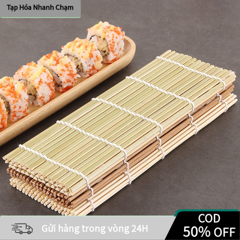 【COD】Mành tre cuộn sushi chuyên nghiệp 21cm, bề mặt nhẵn mịn không làm rách rong biển, phù hợp cho nhà hàng và gia đình