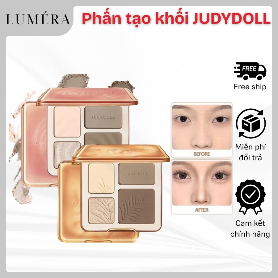 Phấn tạo khối bắt sáng JUDYDOLL 4 ô 2in1 Highlight & Contour Palette chất phấn mịn lâu trôi 9g