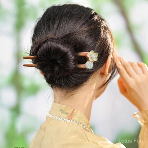 Kẹp Tóc Hình Chữ U Cảm Giác Cao Cấp, Cổ Điển - Phương Pháp Truyền Thống Trung Quốc Với Họa Tiết Hoa Tươi Và Sườn Xám Bóng