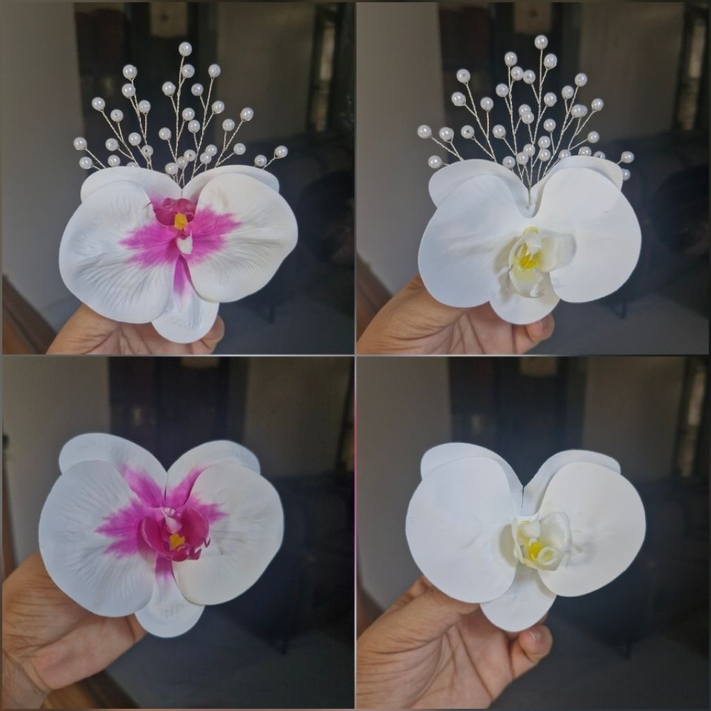 Cài tóc hoa lan kèm kẹp mỏ vịt, dùng để cài đầu biểu diễn văn nghệ, Đạo cụ phụ kiện Nguyễn Nhật