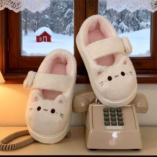 XIXITIAO Mary Jane Giày Cotton Thời Trang Nữ Mùa Đông Ấm Áp Mèo Con