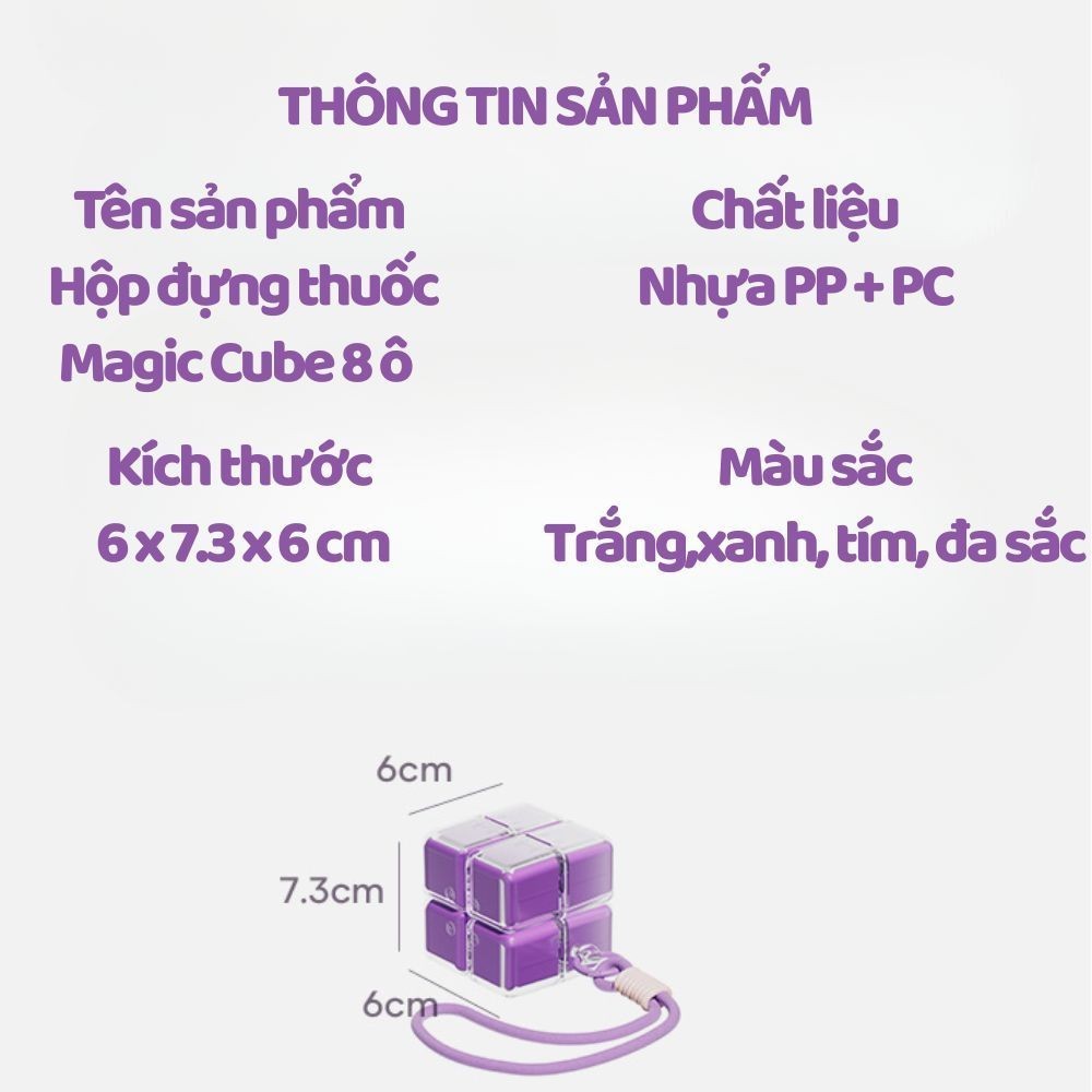 Hộp Chia Thuốc 7 Ngày Hình Magic Cube, Hộp Đựng Thuốc Viên Có Móc Treo Tiện Lợi Mang Theo