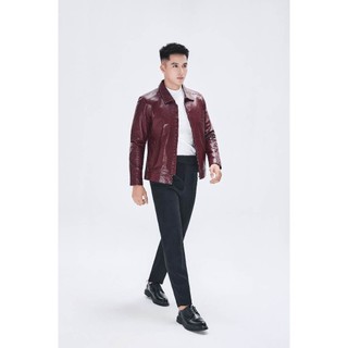 Áo khoác da cừu nam CollarJacket cao cấp áo da cổ bẻ form trơn lịch sự Fttleather Da Thật AD401C