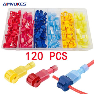 AIMVUKES  Hộp 120 Kẹp Nối Dây Điện Đầu Cuối Dạng Chữ T Cách Nhiệt Nhanh Chóng Không Lột