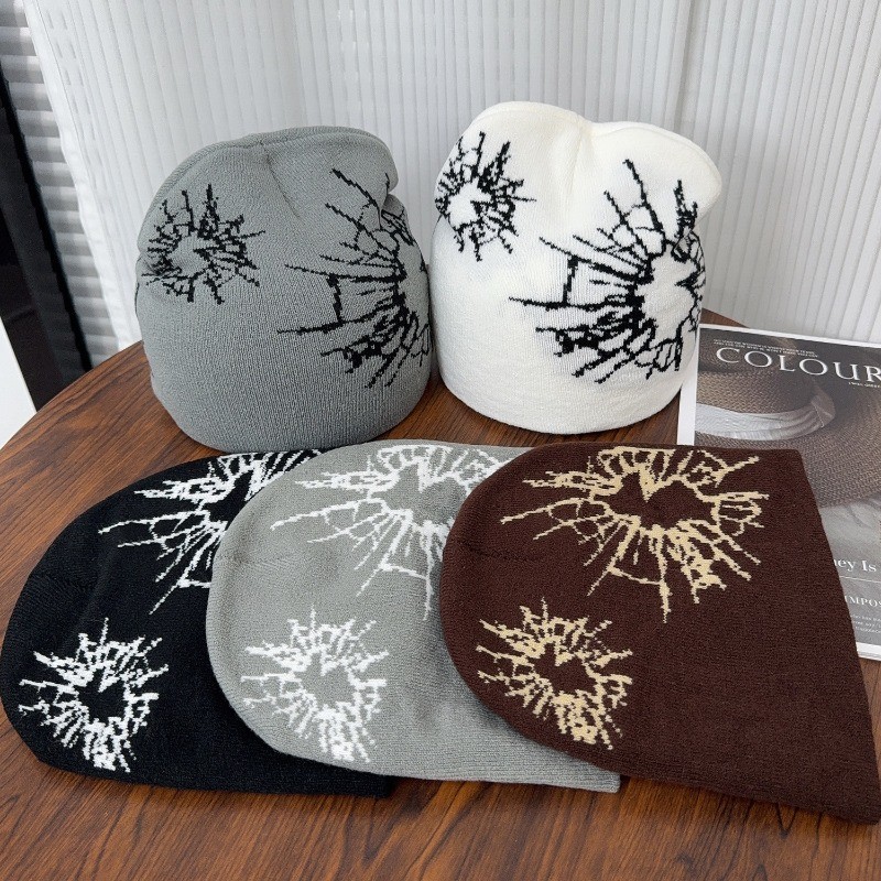 Mũ dệt kim họa tiết Jacquard Y2K Gothic, phù hợp trượt tuyết và cưỡi ngựa
