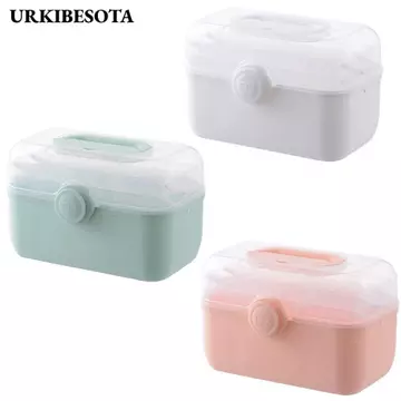 Hộp sắp xếp thuốc URKIBESOTA, Hộp sơ cứu viên thuốc có thể tháo rời dung tích lớn, Khay gấp 3 tầng chất lượng cao Hộp lưu trữ thuốc bền Sử dụng tại nhà