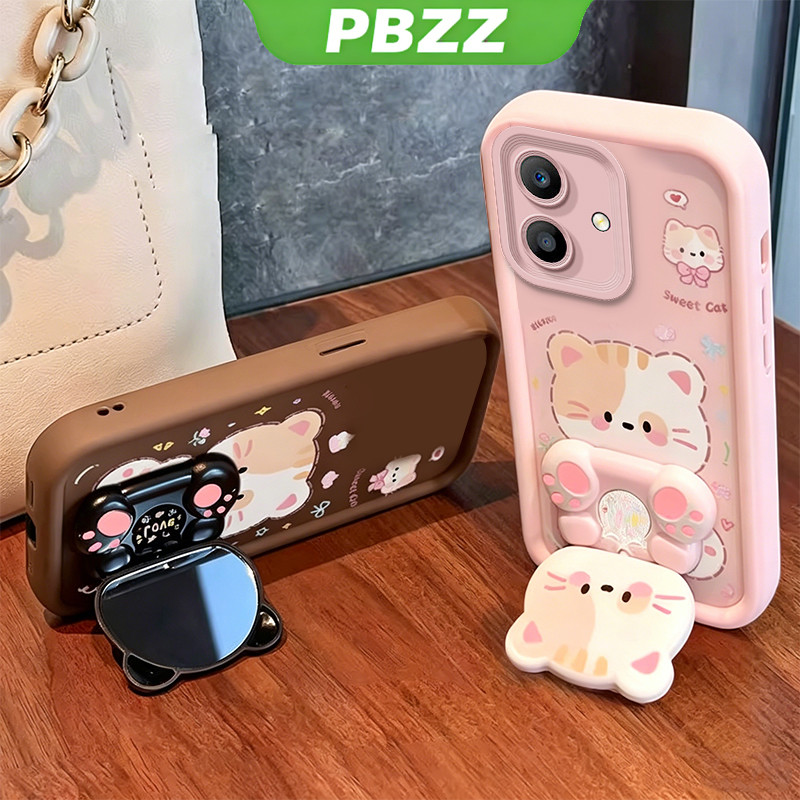 Ốp Lưng Cho OPPO a3x A5i a40 a40m a20 4g a3 pro 5g 2024 Vỏ Điện Thoại Vỏ Mềm Chống Sốc Thiết Kế Mới Thẩm Mỹ Có Giá Đỡ 360° Gương trang điểm mèo dễ thương cho bé gái JTXMMZJ