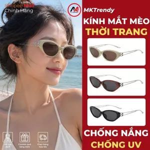 Kính râm mắt mèo gọng kim loại MKTRENDY kính mát chống tia UV thời trang nam nữ phong cách sang trọng T602