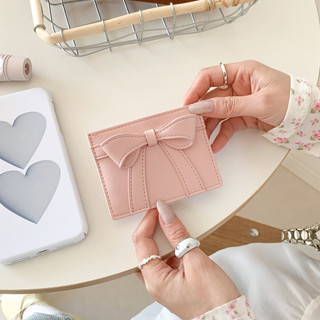 Nơ Đựng Thẻ Tối Giản Nữ Thẻ ID Ví Da PU Đa Năng Thẻ Ghi Nợ Tiền Xu Lưu Trữ Ví