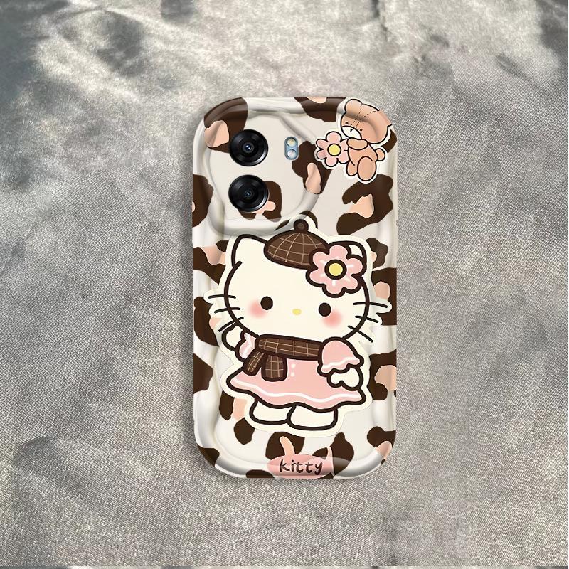 Ốp Silicon Hoạt Hình Cho OPPO A5X A6 Pro A6X 4G 5G 3D Thẩm Mỹ Mềm Ốp lưng TPU Da Báo Kitty Ốp Lưng Chống Sốc