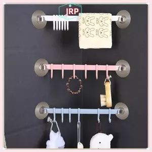 JRP Xanh / Trắng / Hồng Hút Loại Móc 6 Hàng Cho Nhà Bếp Phòng Tắm Góc Treo Không Có Dấu Hiệu Móc Treo JRP