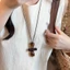Mới Phong Cách Trung Hoa Màu Nâu Mặt Dây Chuyền Áo Len Dây Xích Nữ Retro Phong Cách Dân Tộc Dài Vòng Cổ Niche Zen Cao Cấp Cảm Giác