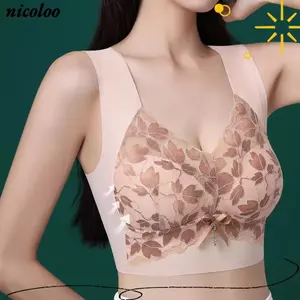 Áo ngực đồ lót NICOLOO, Áo ngực đẩy lên thoáng khí liền mạch, Ren thời trang không dây Plus Size Thoải mái Top Đồ lót nữ