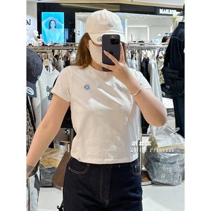 Xiaofei Nam Áo Thun Nữ Tay Ngắn Hoa Nhỏ Tiêu Chuẩn Đơn Giản Dễ Thương In Hình Nữ 100% Cotton Cao Cấp plus Kích Thước 0617