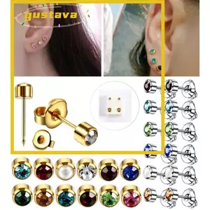 GUSTAVA 1 Đôi 4 Mm Pha Lê Tai Khuyên Tai Đẹp Chống Rỉ Sét Bông Tai