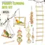 Bộ 8 đồ chơi huấn luyện vẹt gỗ tự nhiên: xích đu, thanh đứng, cầu leo cho lồng chim, phụ kiện thú cưng