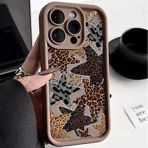 Ốp Điện Thoại Di Động Ngôi Sao In Hình Da Báo Thời Trang Cho VIVO V70 FE V60 V50 V40 Lite V29 V30 Pro Y05 Y04 V25 V23 X100 Y400 Pro V30E V29E V27E Y39 5G Ốp Điện Thoại TPU Mờ Silicon