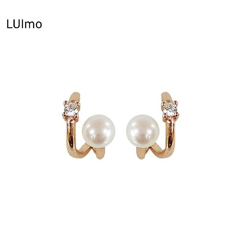 LUImo Dainty Nhỏ Zircon Giả Ngọc Trai Bông Tai Thiết Kế Hai Lớp Thời Trang Đa Năng Trang Sức Cho Nữ Du Lịch Hàng Ngày Mặc SBS
