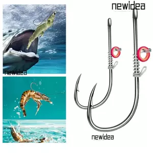 NEWIDEA 10 Chiếc Móc Cá Thép Carbon Cao, Móc Mồi Tôm Sống Bằng Thép Carbon Cao, Giun Không Cỏ Khoảng Cách Rộng Sâu Mềm Sâu Hawksbill Móc Đơn Câu Cá Biển