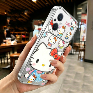 Ốp Lưng Cho OPPO Reno 7Z 8z 5G RENO 7 LITE 5G Vỏ Điện Thoại Lo Âu Vỏ Mềm Silicon Chống Sốc Thiết Kế Mới Thẩm Mỹ Mèo kitty Mèo graffiti Cho Bé Gái DSCTY1