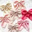 SAMO 8 Cái Nơ Tóc Barrettes, Ruy Băng Đuôi Hoa In Hoa Nơ Kẹp Tóc, Vải Ruy Băng Lò Xo Kẹp Nữ Tạo Kiểu Tóc