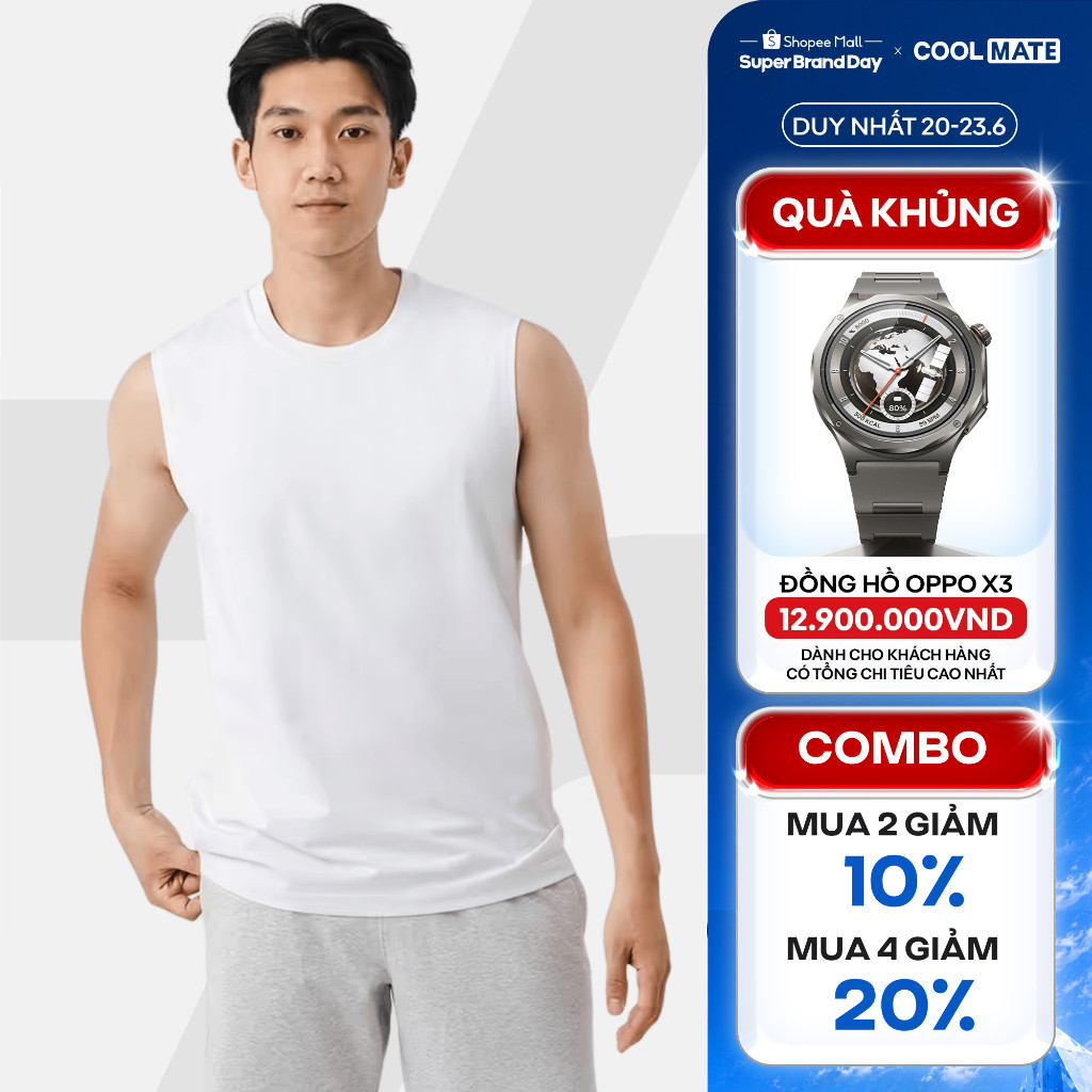 [MUA 4 GIẢM 20%]Áo ba lỗ nam sát nách cotton compact logo Coolmate