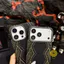 Phone Case For iPhone 17 Pro Max 16 PC TPU Magnetic Black Carbon Fiber Pattern Hard Aesthetic Korean Cute